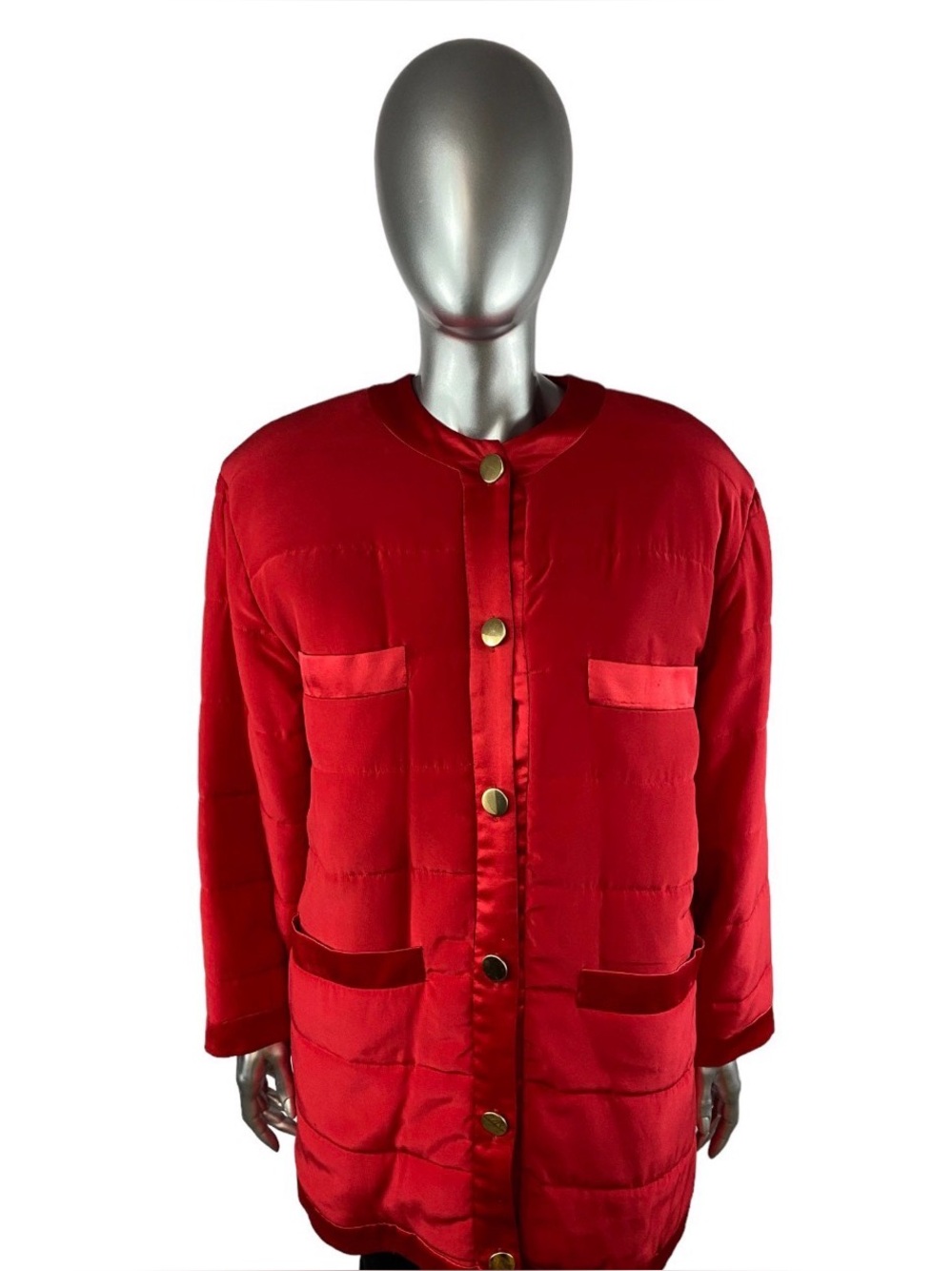 Red Silk Quilted Chanel Style Rainwear w/Sheared Nutria Lining, NEIMAN MARCUS, M